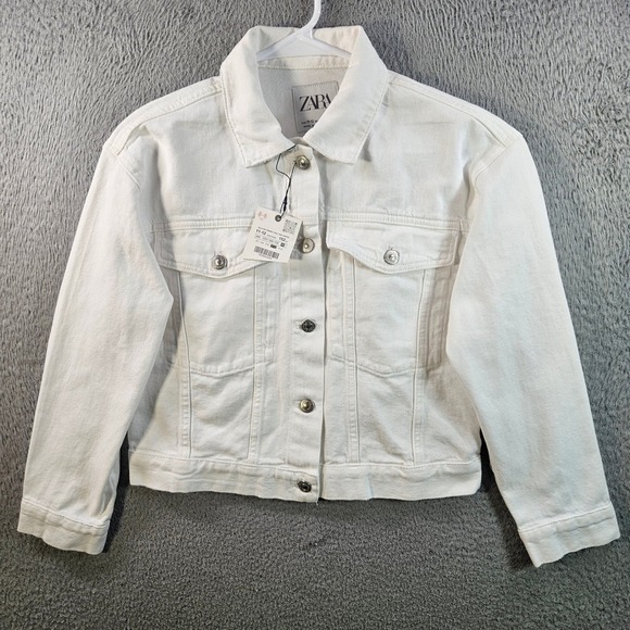 Zara Jackets & Blazers - NEW ZARA White Denim Jacket Kids Size 11 12‎ Years CM 152 Button Front Collared